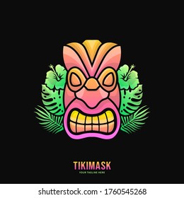 Colorful Tiki Mask Logo Design Vector Illustration