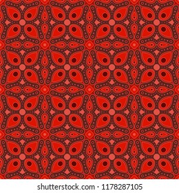 Colorful tile with symmetrical mandala. Vector seamless pattern. Fabric desing