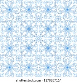 Colorful tile with symmetrical mandala. Vector seamless pattern. Fabric desing