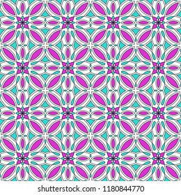 Colorful tile with symmetrical mandala. Vector seamless pattern. Fabric desing
