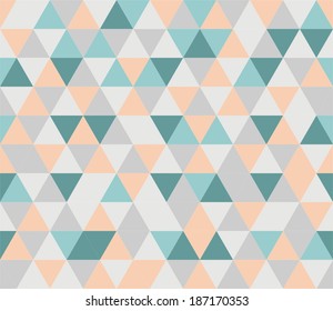 Colorful tile vector background illustration. Grey, orange, pink and green triangle geometric mosaic card