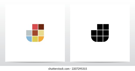 Colorful Tiles Letter Logo Design J