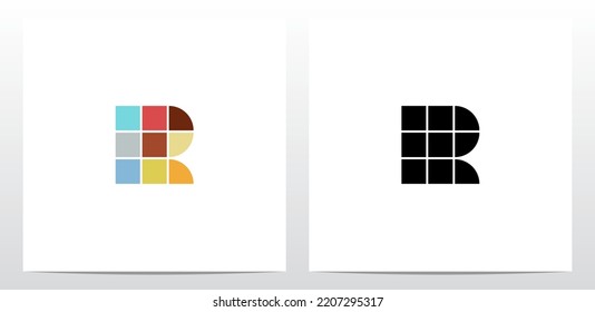 Colorful Tiles Letter Logo Design R