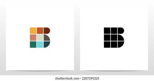 Diseño B de logotipo de letras en mosaico de colores