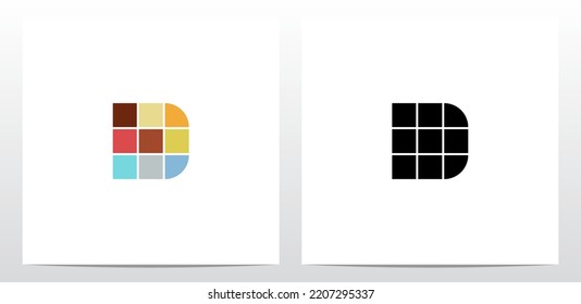 Colorful Tiles Letter Logo Design D