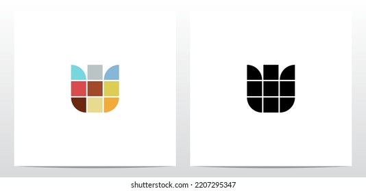 Colorful Tiles Letter Logo Design W