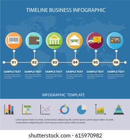 Colorful Timeline Business Infographic and Presentations Advertising Design Flat Style