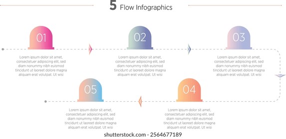 Colorful Timeline Creator infographic template. 5 Step timeline journey, calendar Flat simple infographics design template. presentation graph. Business concept with 5 options, vector illustration.