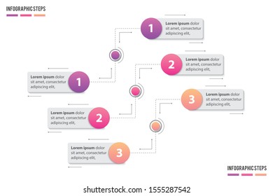 colorful timeline infographic with 3 steps design template, Infographics management, finance, analytics, presentation. Vector illustration