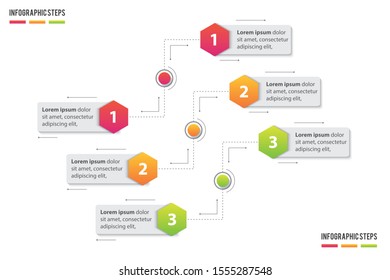 colorful timeline infographic with 3 steps design template, Infographics management, finance, analytics, presentation. Vector illustration