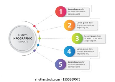 colorful timeline infographic with 5 steps design template, Infographics management, finance, analytics, presentation. Vector illustration