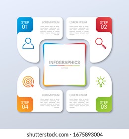Colorful timeline infographic template with 4 steps on gray background, vector illustration
