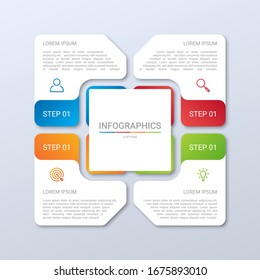 Colorful timeline infographic template with 4 steps on gray background, vector illustration