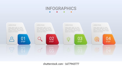 Colorful timeline infographic template with 4 steps on gray background, vector illustration