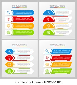Colorful timeline infographic template with 4 steps on gray background, vector illustration