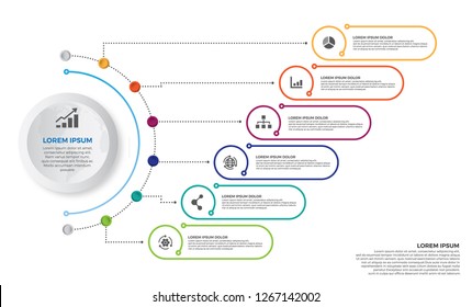 Colorful Timeline infographics design vector and marketing icons can be used for workflow layout, diagram, annual report, web design. Business concept with 6 options, steps or processes.