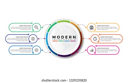 Colorful Timeline infographics design vector and marketing icons can be used for workflow layout, diagram, annual report, web design. Business concept with 6 options, steps or processes.