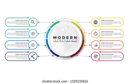Colorful Timeline infographics design vector and marketing icons can be used for workflow layout, diagram, annual report, web design. Business concept with 8 options, steps or processes.