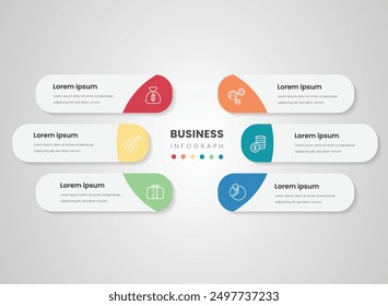 Colorful Timeline infographics design vector and marketing icons can be used for workflow layout, diagram, annual report, web design. Business concept with 6 options, steps or processes.