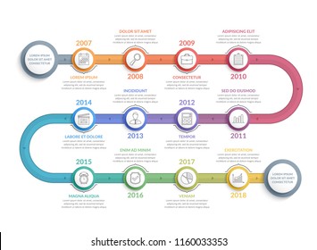 Colorful timeline infographics template with 12 steps, workflow, process, history diagram, vector eps10 illustration