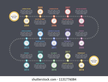 Colorful timeline infographics template with 15 steps, workflow, process, history diagram, vector eps10 illustration