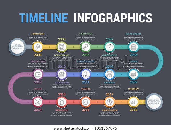 Colorful Timeline Infographics Template 15 Steps Stock Vector (Royalty ...