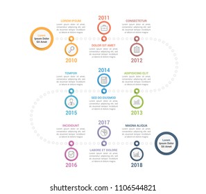 Colorful timeline infographics template with 9 steps, workflow, process, history diagram, vector eps10 illustration