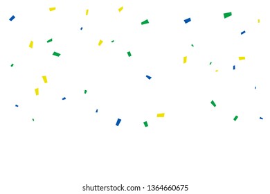 Colorful Tiny Confetti Falling On White Background. Celebration Event & Birthday. Brazil Concept. Multicolored.  Festa Junina Festival. Vector