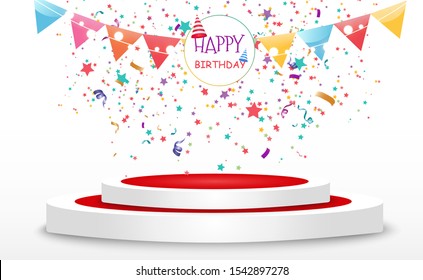 

A lot of colorful tiny confetti and ribbons on a transparent background. Festive event and party. Multicolor background. Colorful confetti fall on the podium.
