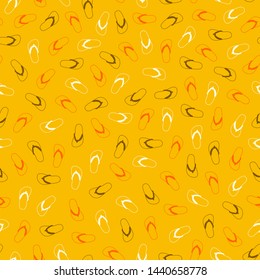 Colorful Tiny Sandals Vector Doodles Seamless Pattern Yellow Color Background