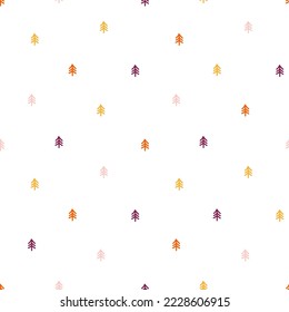 Colorful tiny trees seamless pattern