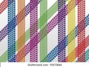 Colorful tire prints pattern background illustration vector