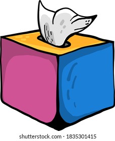 Caixa de tecido colorida, ilustração, vetor sobre fundo branco