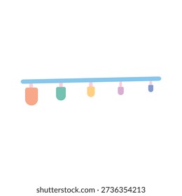 Colorful toe spacers on a bar for pedicure. Flat vector illustration of nail painting accessory isolated on white