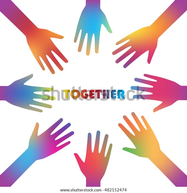 Colorful Together Cooperation Background Graphic Design Stock Vector ...