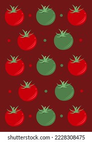 Colorful tomato flat vector wallpaper. Cute colorful tomato cartoon vector wallpaper for graphic design and decorative element