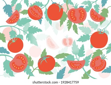 Colorful Tomato frame . Vector illustration in white background