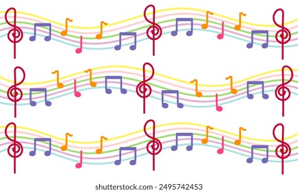 colorful tone symbol background with music and song theme with a wave-shaped arrangement with music and song theme with a wave-shaped arrangement