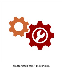colorful tool and gear icon for system setting and configuration symbol in technology company and mechanical engineering