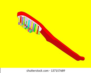 colorful tooth brush vector isolated on yellow background illustration