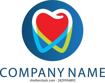 Colorful tooth with a red heart inside. Ready logo