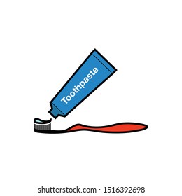 Colorful Toothbrush and Toothpaste icon. Vector EPS.