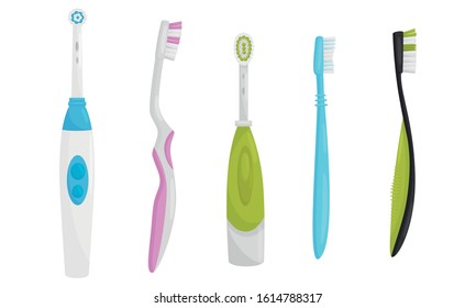 Colorful Toothbrushes for Dental Hygiene Vector Set