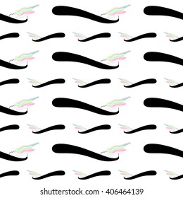 Colorful toothpaste seamless vector illustration with toothbrushes.  Modern design for various creative projects.