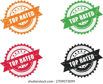 Colorido top rated insignia Vector elemento de Diseño gráfico conjunto de ilustración
