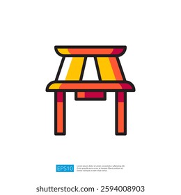 Colorful Torii Gate Icon Representing Traditional Japanese Shrine Architecture and Culture in Vibrant Colors