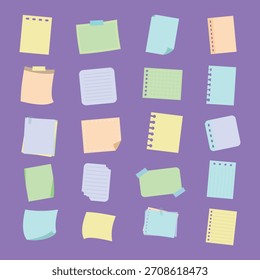 Coleção de Ilustração de Notas de Papel Rasgado Colorido