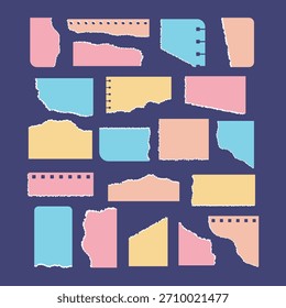 Coleção de Ilustração de Notas de Papel Rasgado Colorido