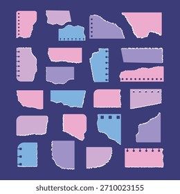 Conjunto de ilustración de piezas de papel rasgado de colores