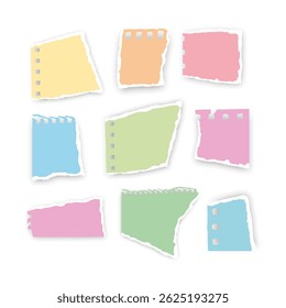 Colorful torn paper notes for reminders and messages